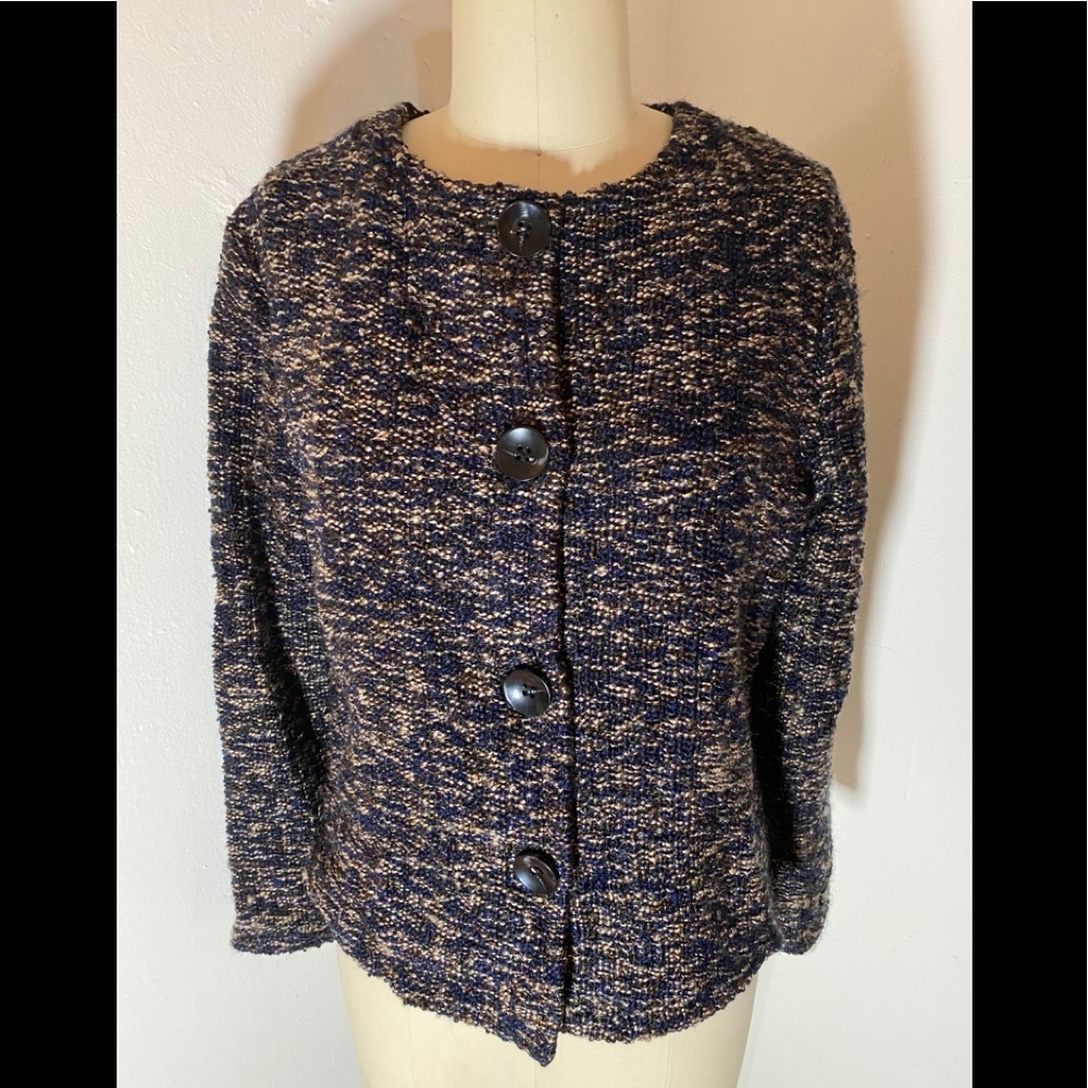Anthropologie navy tweedy boucle cardigan